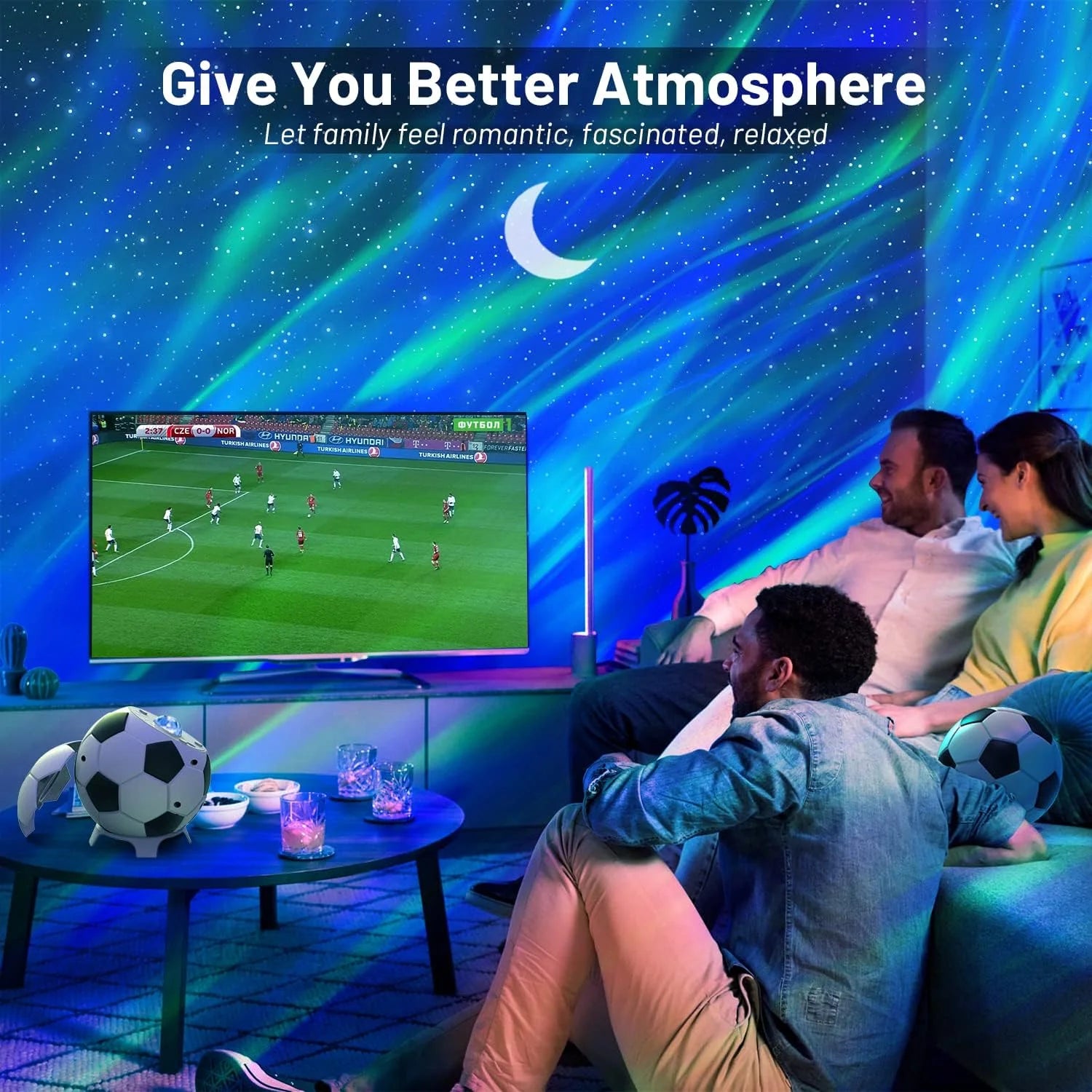 ‎6.18" Star Projector, Football Aurora Projector with 12 Constellations, Galaxy Projector with Timer White Noise Children'S Night Light Projector, Star Projector for Kids Game Room Ceiling Decor