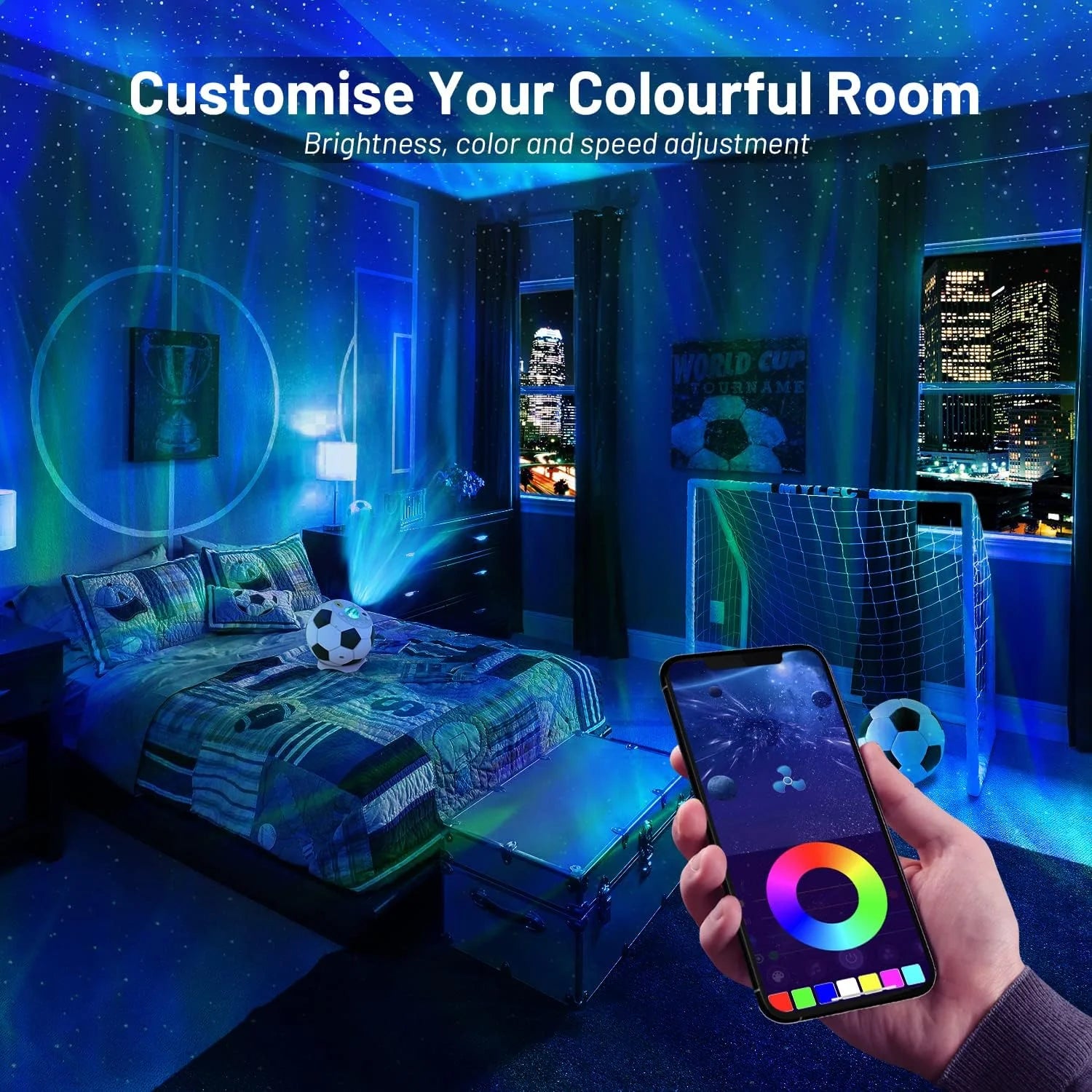 ‎6.18" Star Projector, Football Aurora Projector with 12 Constellations, Galaxy Projector with Timer White Noise Children'S Night Light Projector, Star Projector for Kids Game Room Ceiling Decor
