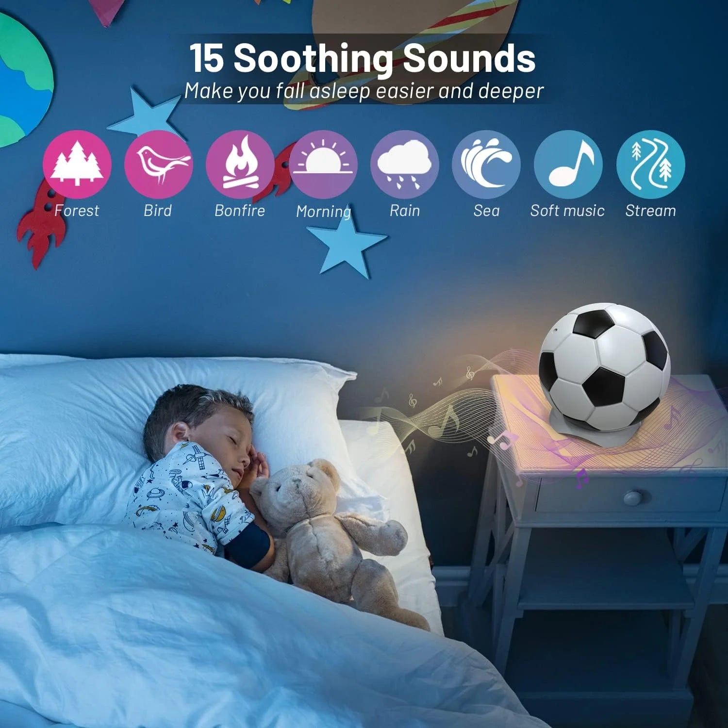 ‎6.18" Star Projector, Football Aurora Projector with 12 Constellations, Galaxy Projector with Timer White Noise Children'S Night Light Projector, Star Projector for Kids Game Room Ceiling Decor
